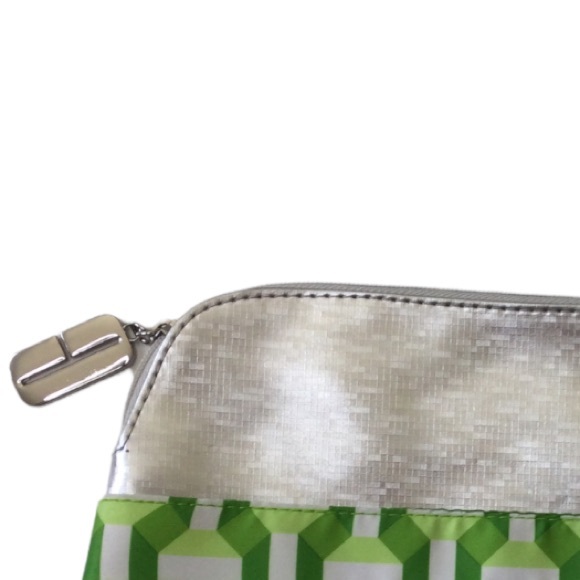 Clinique Silver Metallic Pouch | Cosmetic | Travel Bag With Pocket - Picture 6 of 8